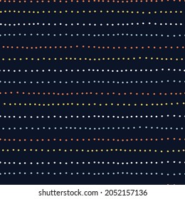 Seamless abstract doodle vector pattern dots lines. Repeating childish striped pattern with wonky lines, hand drawn dots. Abstract background for kids decor, children decor, fabric, packaging.