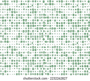 Patrón de puntos abstractos sin inconvenientes sobre fondo verde con una variedad de círculos de colores.