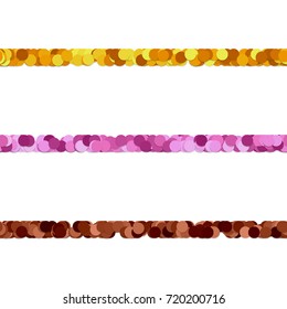 Seamless abstract dot pattern paragraph divider line design set - vector graphic design elements from colored circles