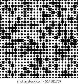 Seamless  Abstract dotted background. Halftone effect vector illustration. Black Jewish stars on white background.