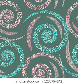 Seamless abstract drawing of spiral lines in the form of dots