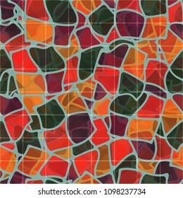 Seamless. Abstract. Editable. Colorful. Marble camouflage covered with a net.