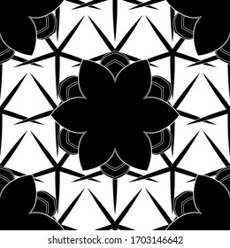 Seamless abstract elements in black colors on white background. Damask vector classic pattern. Orient background with motley repeating elements.