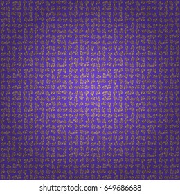 Seamless abstract elements in golden colors on violet background. Orient background with golden repeating elements. Damask vector classic golden pattern.