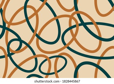 Seamless abstract ellipses pattern on beige background. EPS10 Illustration.