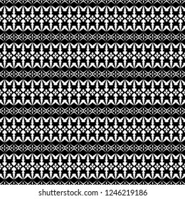 Seamless abstract ethnic pattern vector. Design horizontal shape white on black background. Design print for textile, wallpaper, background, paper. Set 2