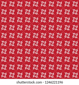 Seamless abstract ethnic pattern vector. Design diagonal curve lines tiles polar white on red background. Design print for textile, wallpaper, background, paper. Set 6