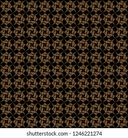 Seamless abstract ethnic pattern vector. Design diagonal floral lines polar gradient gold on black background. Design print for textile, wallpaper, background, paper. Set 9