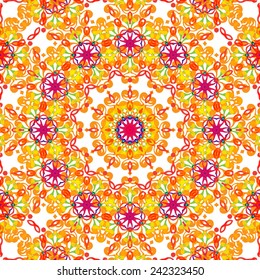 Seamless abstract exotic kaleidoscope colorful ornamental pattern. Vector EPS10.