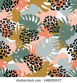 Seamless abstract exotic pattern. Leopard texture. Vector illustration