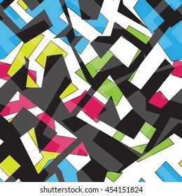 Seamless abstract explosive, bright, city, fresh, lively pattern design, textiles. Girls and boys.
