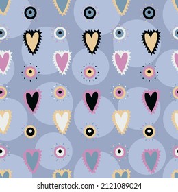 Seamless abstract eye and love pattern background