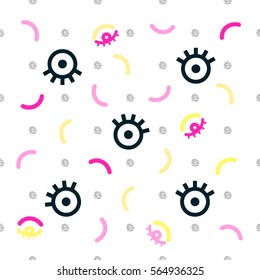seamless abstract eye with silver dot glitter pattern background