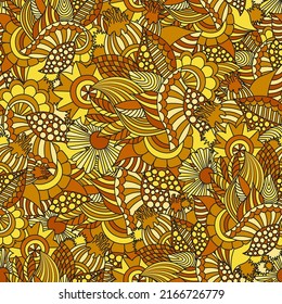 seamless abstract fantastic pattern with patterned leaves and hidden flowers. seamless wallpaper
