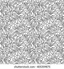 Seamless abstract fantasy background in doodle style. Coloring book page. Vector hand drawn pattern in black and white