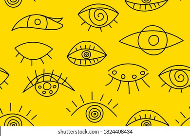 Patrón de moda abstracto sin inconvenientes con ojos de línea. Fondo de moda con ojos femeninos para imprimir, textil, tela. Ilustración del vector
