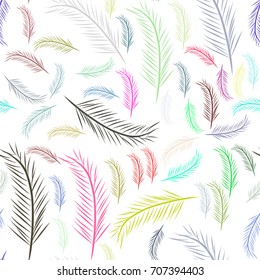 Seamless abstract feather illustrations background. Cartoon style vector graphic.