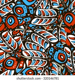 Seamless abstract feathers pattern background