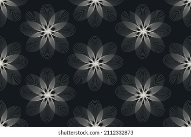 seamless abstract floral background dark blue-grey flowers. Thin lines. vector illustration file. Design for fabric, curtain, background, carpet, wallpaper, clothing, wrapping, Batik, fabric,