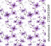 Seamless abstract floral background featuring a beautiful pink and purple orchid blossom branch, perfect for spring nature decoration