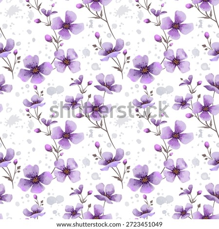 Seamless abstract floral background featuring a beautiful pink and purple orchid blossom branch, perfect for spring nature decoration