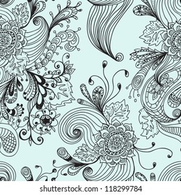 Nahtloser abstrakter floraler Hintergrund, handgezeichnete Illustration für Design, Vektor