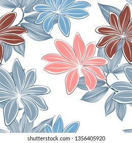 Seamless abstract floral background with  abstract leaves. Vector element for decor.