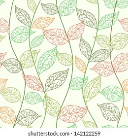 seamless  abstract  floral   background with leaves