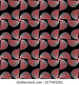seamless abstract floral background. semicircular flower pattern.half circle background pattern.Red black semicircle image.black red geometric flower pattern.Wrapping paper illustration.