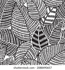 seamless abstract floral black and white pattern