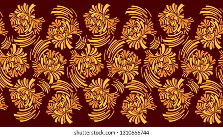 Seamless abstract floral border