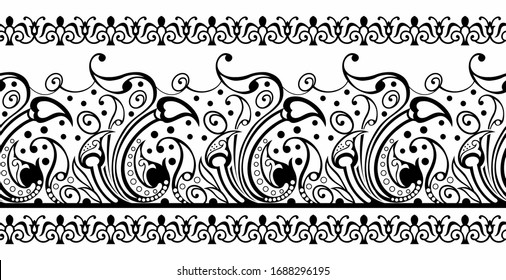 Seamless abstract floral border design