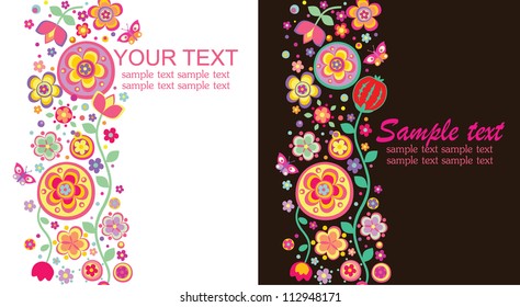 Seamless abstract floral borders