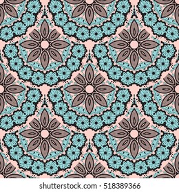 Seamless abstract floral circles tiled pattern