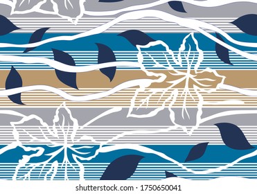 Seamless Abstract floral with colorful tripe Pattern