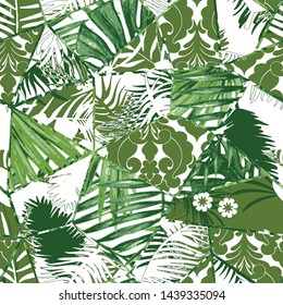 Seamless abstract floral, geometric pattern. Patchwork.