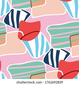 seamless Abstract floral and geometric seamless pattern. Tropical collage textured print.