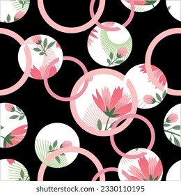 Seamless abstract floral,  geometric pattern. Vector Illustration