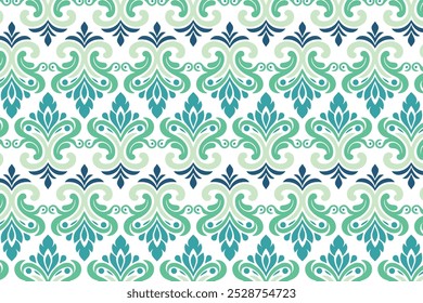 Seamless Abstract Floral and Geometric Pattern for Textile and Fabric Design with Colourful Blossoms and Vintage Paisley Elements