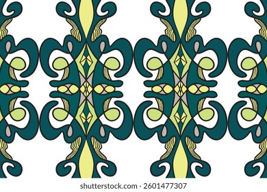 Seamless Abstract Floral Geometric Pattern with Vibrant Green Tones