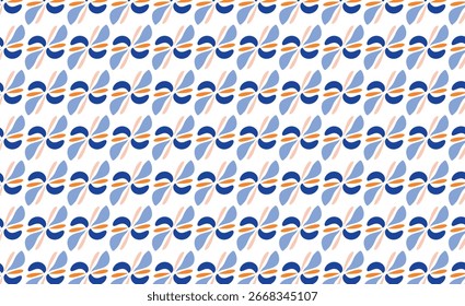 Padrão geométrico floral abstrato sem costura em azul e laranja