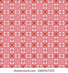 Un patrón geométrico floral abstracto sin fisuras en vibrantes tonos rosas y rojos. Perfecto para el Fondo de pantalla, impresiones de tela, papel de regalo, papelería, scrapbooking, y fondos digitales con estilo.