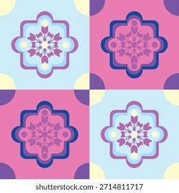 Patrón geométrico floral abstracto sin fisuras con Formas ornamentales decorativas y colores suaves. Perfecto para Fondos de pantalla, textiles, impresiones de tela, papel de embalaje, decoración del hogar, diseño de moda y fondos digitales modernos