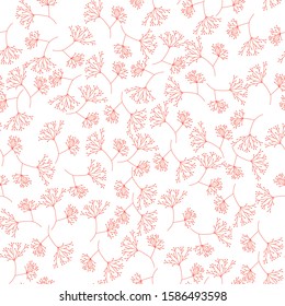Seamless abstract floral herbs pattern. Orange vector background. Ornament for wrapping, wallpaper, tiles.