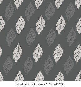 Seamless abstract floral leaf pattern. Stylish repeating texture. Repeating texture with leaves. Black and Gray.