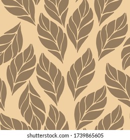 Seamless abstract floral leaf pattern. Stylish repeating texture. Repeating texture with light brown tan leaves. 