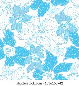 Seamless abstract floral motif. Monochrome flower  background. Pattern with filigree ornaments. Vector illustration