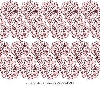 Seamless abstract Floral paisley pattern. Red paisley 3D effect with white background geometric pattern.