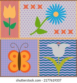 Seamless abstract floral patchwork pattern.