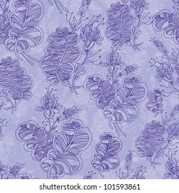 seamless abstract floral pattern  against lilac  background